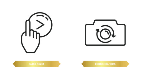 Poster - two editable outline icons from user interface concept. thin line icons such as slide right, switch 