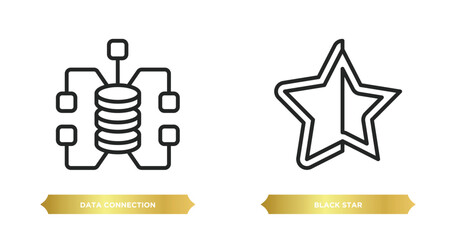 Poster - two editable outline icons from user interface concept. thin line icons such as data connection, black star vector.