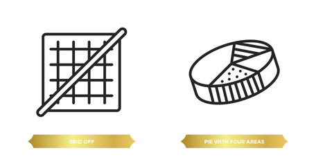 Poster - two editable outline icons from user interface concept. thin line icons such as grid off, pie with f