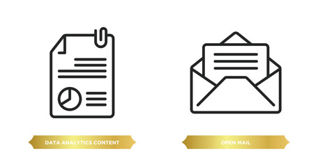 Poster - two editable outline icons from user interface concept. thin line icons such as data analytics content, open mail vector.