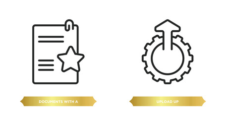 Poster - two editable outline icons from user interface concept. thin line icons such as documents with a sta