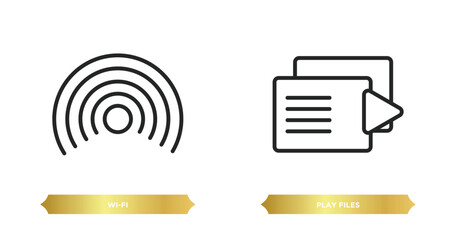 Poster - two editable outline icons from user interface concept. thin line icons such as wi-fi, play files vector.