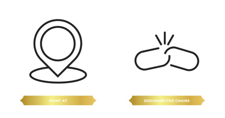 Poster - two editable outline icons from user interface concept. thin line icons such as point at, disconnected chains vector.
