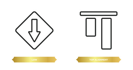 Poster - two editable outline icons from user interface concept. thin line icons such as low, top alignment vector.