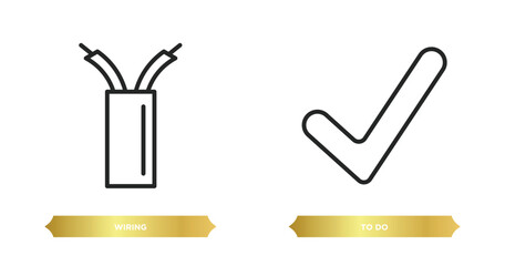 Poster - two editable outline icons from user interface concept. thin line icons such as wiring, to do vector.