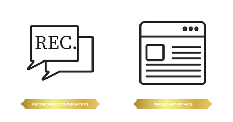 Poster - two editable outline icons from user interface concept. thin line icons such as recording conversati