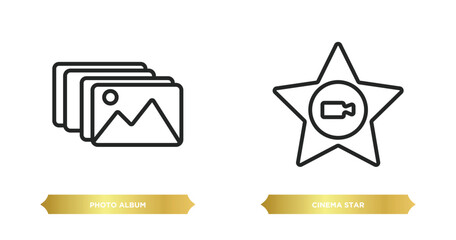Poster - two editable outline icons from user interface concept. thin line icons such as photo album, cinema star vector.