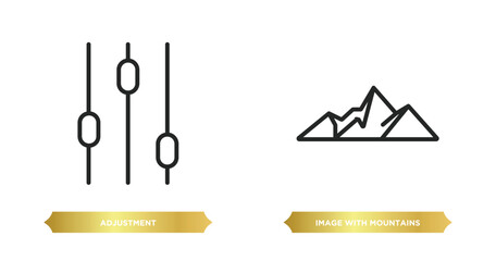 Poster - two editable outline icons from user interface concept. thin line icons such as adjustment, image with mountains vector.
