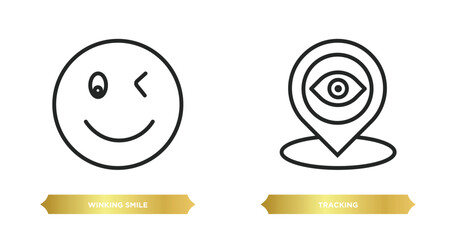 Poster - two editable outline icons from user interface concept. thin line icons such as winking smile, tracking vector.