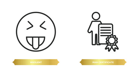 Poster - two editable outline icons from user interface concept. thin line icons such as insolent, man certif
