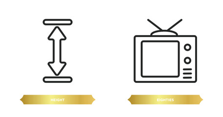 Poster - two editable outline icons from user interface concept. thin line icons such as height, eighties vector.