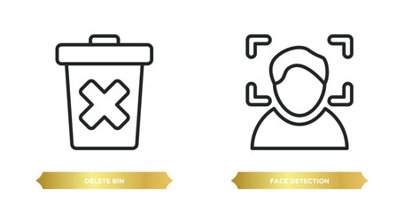 Poster - two editable outline icons from user interface concept. thin line icons such as delete bin, face detection vector.
