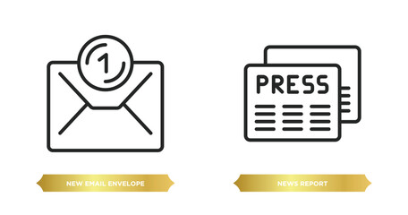 Poster - two editable outline icons from user interface concept. thin line icons such as new email envelope, news report vector.