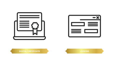 Poster - two editable outline icons from user interface concept. thin line icons such as digital certificate,