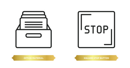 Poster - two editable outline icons from user interface concept. thin line icons such as office material, square stop button vector.