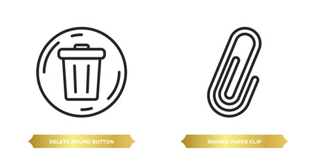 Poster - two editable outline icons from user interface concept. thin line icons such as delete round button, shaped paper clip vector.