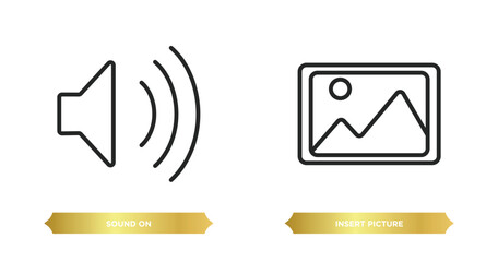 Poster - two editable outline icons from user interface concept. thin line icons such as sound on, insert picture vector.