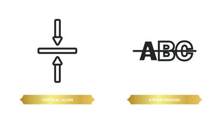 Poster - two editable outline icons from user interface concept. thin line icons such as vertical align, strikethrough vector.