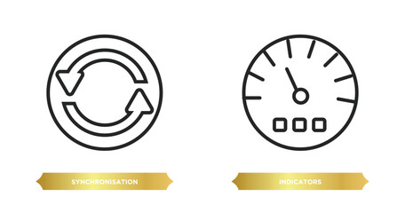 Poster - two editable outline icons from user interface concept. thin line icons such as synchronisation, indicators vector.