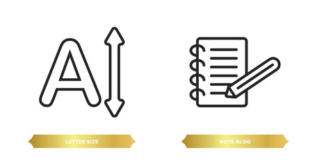 Poster - two editable outline icons from user interface concept. thin line icons such as letter size, note blog vector.