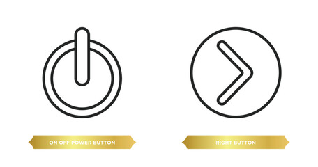 Poster - two editable outline icons from user interface concept. thin line icons such as on off power button, right button vector.