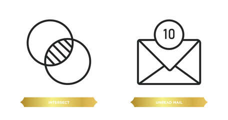 Poster - two editable outline icons from user interface concept. thin line icons such as intersect, unread mail vector.