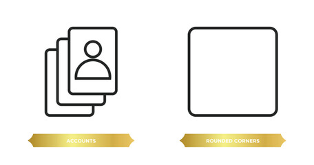 Poster - two editable outline icons from user interface concept. thin line icons such as accounts, rounded corners square vector.