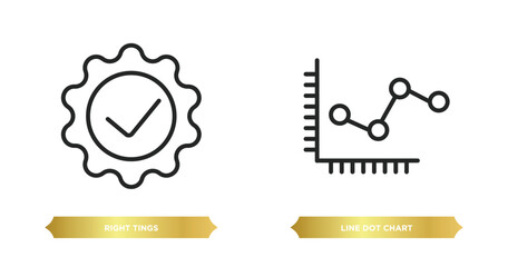 Poster - two editable outline icons from user interface concept. thin line icons such as right tings, line dot chart vector.