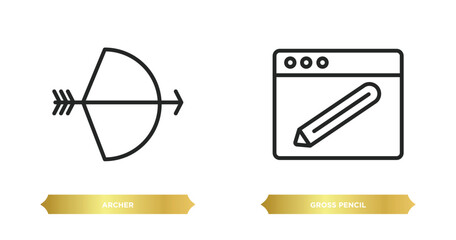 Poster - two editable outline icons from user interface concept. thin line icons such as archer, gross pencil vector.