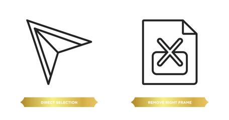 Poster - two editable outline icons from user interface concept. thin line icons such as direct selection, remove right frame vector.