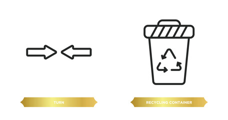 Poster - two editable outline icons from user interface concept. thin line icons such as turn, recycling container vector.
