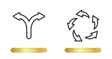 Poster - two editable outline icons from user interface concept. thin line icons such as bifurcation, spinnin