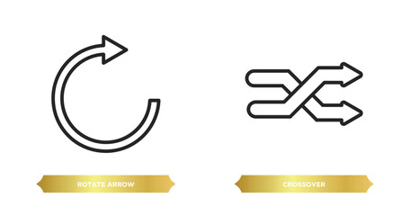 Poster - two editable outline icons from user interface concept. thin line icons such as rotate arrow, crossover vector.