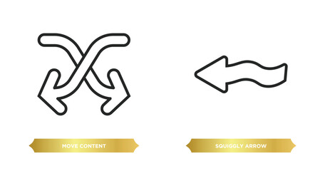 Poster - two editable outline icons from user interface concept. thin line icons such as move content, squiggly arrow vector.
