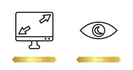 Poster - two editable outline icons from user interface concept. thin line icons such as display size, viewer vector.