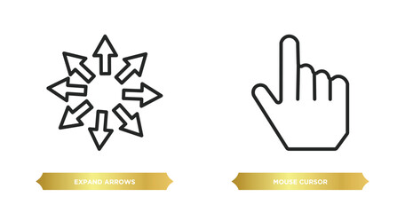 Poster - two editable outline icons from user interface concept. thin line icons such as expand arrows, mouse cursor vector.