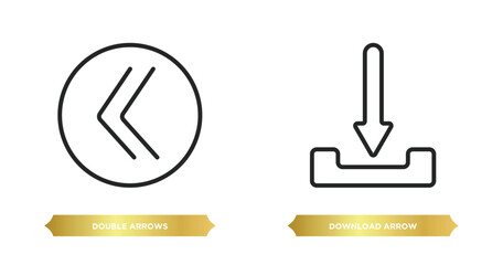 Poster - two editable outline icons from user interface concept. thin line icons such as double arrows, download arrow vector.