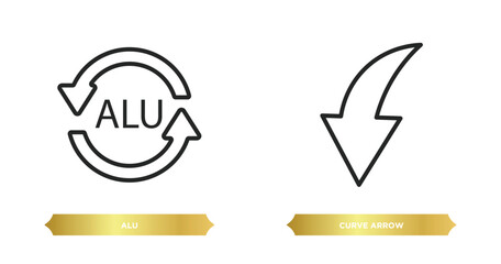 Poster - two editable outline icons from user interface concept. thin line icons such as alu, curve arrow vector.