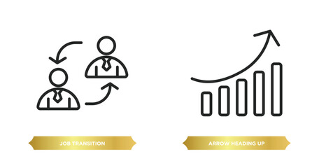 Poster - two editable outline icons from user interface concept. thin line icons such as job transition, arrow heading up vector.