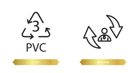 Poster - two editable outline icons from user interface concept. thin line icons such as 3 pvc, repaying vector.