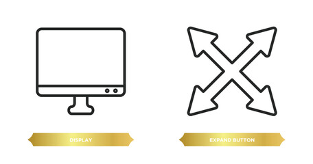 Poster - two editable outline icons from user interface concept. thin line icons such as display, expand button vector.