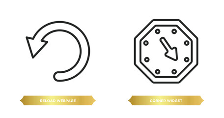 Poster - two editable outline icons from user interface concept. thin line icons such as reload webpage, corner widget vector.