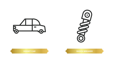 Poster - two editable outline icons from transport concept. thin line icons such as midget car, shock breaker vector.
