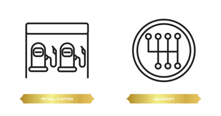 Poster - two editable outline icons from transport concept. thin line icons such as petrol station, gearshift