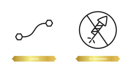 Poster - two editable outline icons from traffic signs concept. thin line icons such as curves, no fireworks vector.