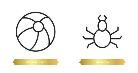 Poster - two editable outline icons from toys concept. thin line icons such as beach ball toy, spider toy vector.