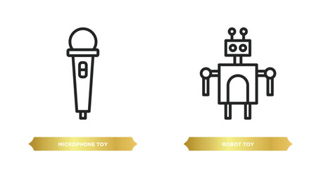 Poster - two editable outline icons from toys concept. thin line icons such as microphone toy, robot toy vector.
