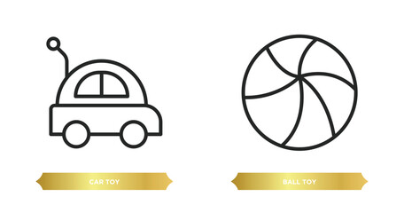 Poster - two editable outline icons from toys concept. thin line icons such as car toy, ball toy vector.
