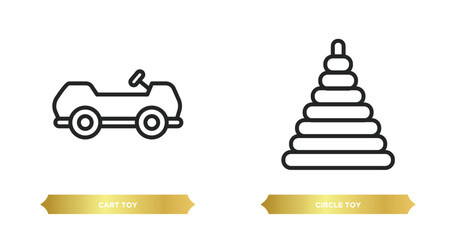 Poster - two editable outline icons from toys concept. thin line icons such as cart toy, circle toy vector.