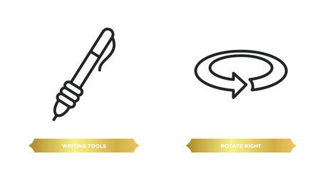 Poster - two editable outline icons from tools and utensils concept. thin line icons such as writing tools, rotate right vector.